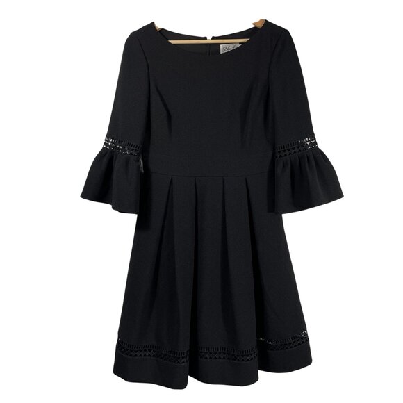 Eliza J Women's Lace Fit & Flare Bell Sleeve Dress Black Size 4 - Picture 1 of 7